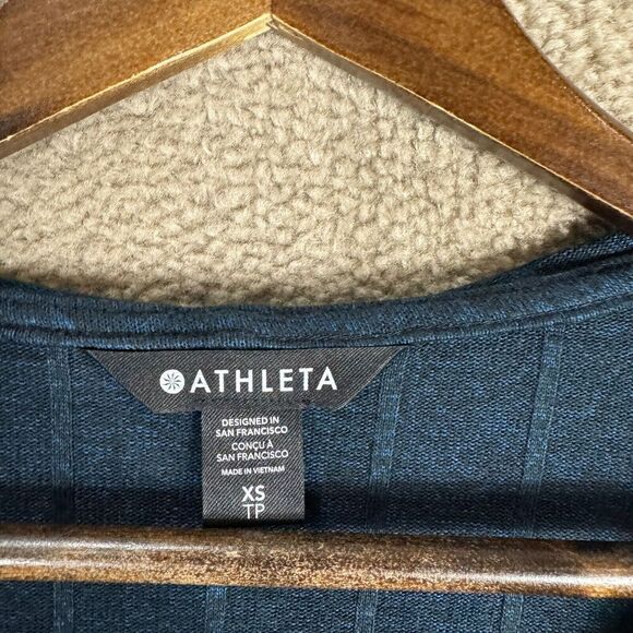 Athleta Harmony Pose Hoodie Womens‎ XS Blue Ribbed Knit Relaxed Fit Sweater Top - Picture 5 of 9